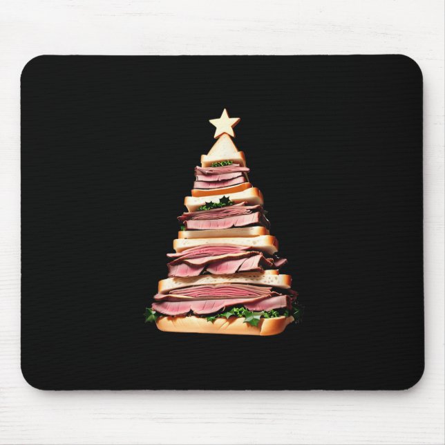 Roast Beef Sandwich Christmas Tree  Mouse Mat (Front)