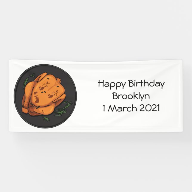 Roast chicken cartoon illustration banner (Horizontal)