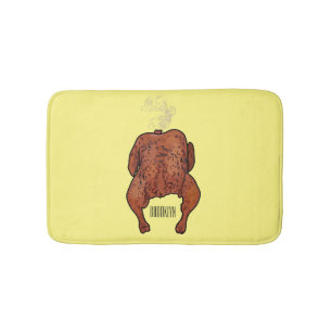 Roast chicken cartoon illustration bath mat