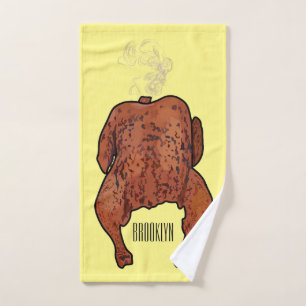 Roast chicken cartoon illustration  bath towel set