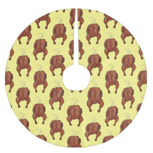 Roast chicken cartoon illustration brushed polyester tree skirt