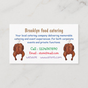 Roast chicken cartoon illustration business card