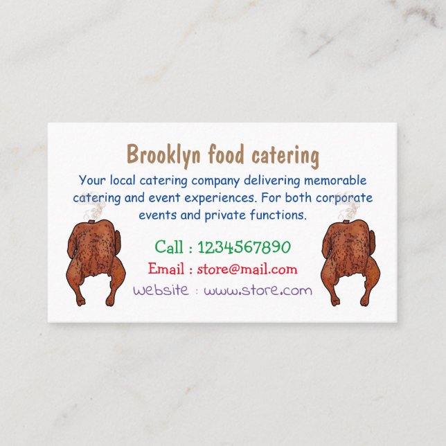 Roast chicken cartoon illustration business card (Front)