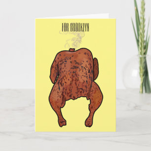 Roast chicken cartoon illustration  card
