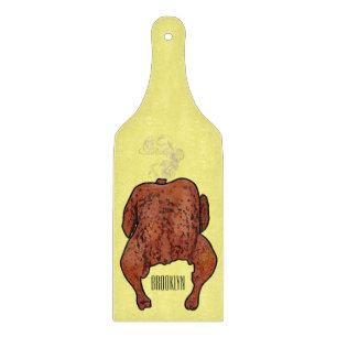 Roast chicken cartoon illustration cutting board
