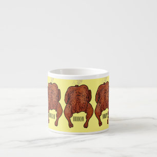 Roast chicken cartoon illustration  espresso cup