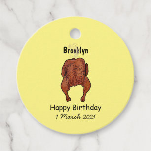 Roast chicken cartoon illustration favour tags