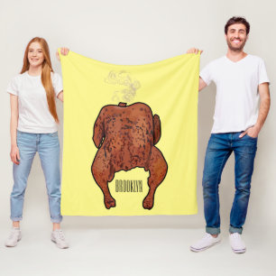 Roast chicken cartoon illustration fleece blanket