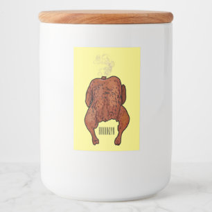 Roast chicken cartoon illustration  food label