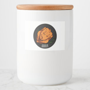 Roast chicken cartoon illustration food label