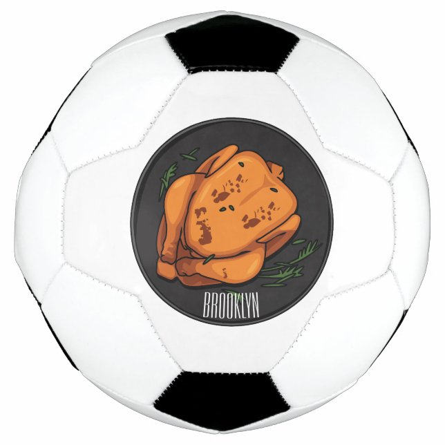 Roast chicken cartoon illustration football (Front)