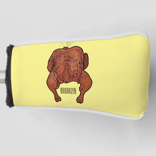 Roast chicken cartoon illustration  golf head cover (Front)