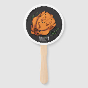 Roast chicken cartoon illustration hand fan