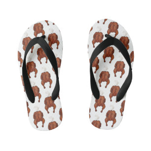 Roast chicken cartoon illustration  kid's flip flops