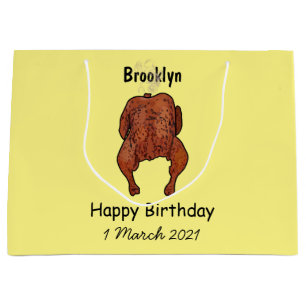 Roast chicken cartoon illustration large gift bag