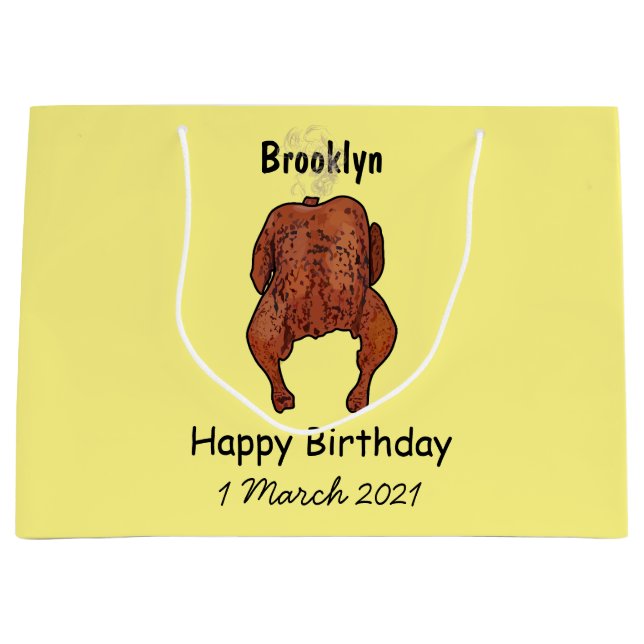 Roast chicken cartoon illustration large gift bag (Front)
