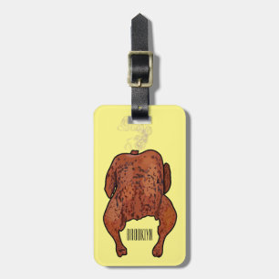 Roast chicken cartoon illustration luggage tag