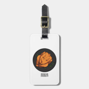 Roast chicken cartoon illustration luggage tag