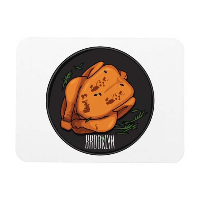 Roast chicken cartoon illustration magnet (Horizontal)