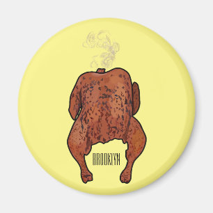 Roast chicken cartoon illustration magnet