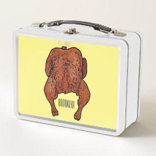 Roast chicken cartoon illustration metal lunch box