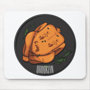Roast chicken cartoon illustration mouse mat