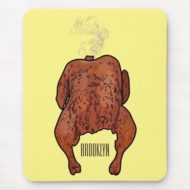 Roast chicken cartoon illustration  mouse mat (Front)