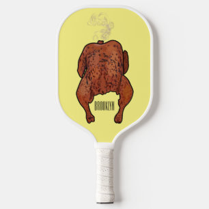 Roast chicken cartoon illustration pickleball paddle