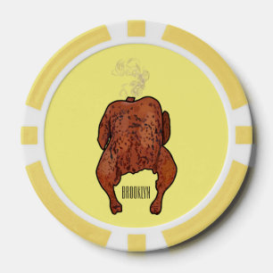 Roast chicken cartoon illustration poker chips
