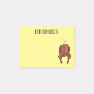Roast chicken cartoon illustration  post-it notes
