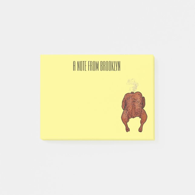 Roast chicken cartoon illustration  post-it notes (Front)