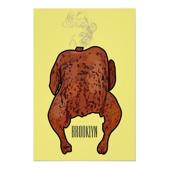 Roast chicken cartoon illustration  poster (Front)