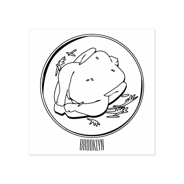 Roast chicken cartoon illustration rubber stamp (Imprint)