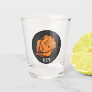 Roast chicken cartoon illustration shot glass