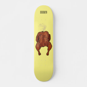 Roast chicken cartoon illustration skateboard