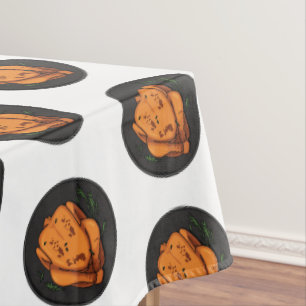 Roast chicken cartoon illustration tablecloth