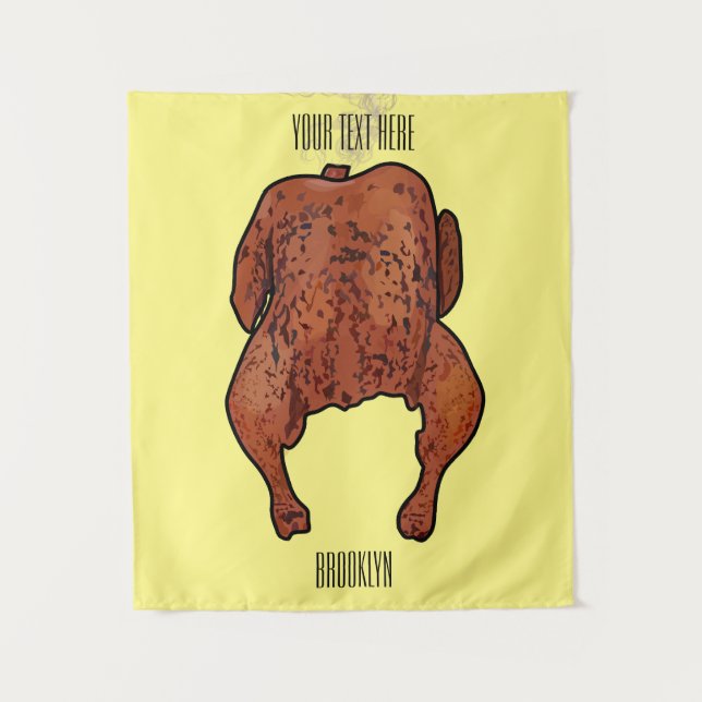 Roast chicken cartoon illustration  tapestry (Front)