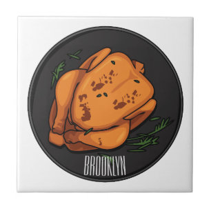 Roast chicken cartoon illustration tile