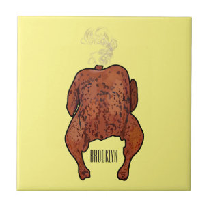 Roast chicken cartoon illustration tile