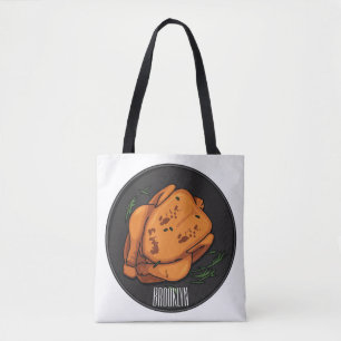 Roast chicken cartoon illustration tote bag