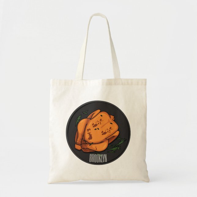 Roast chicken cartoon illustration tote bag (Front)