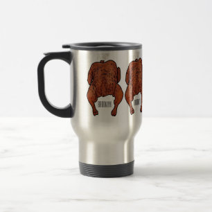 Roast chicken cartoon illustration  travel mug