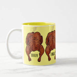 Roast chicken cartoon illustration  Two-Tone coffee mug