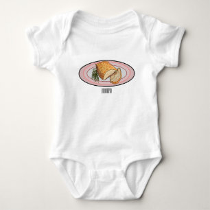 Roast pork belly cartoon illustration baby bodysuit