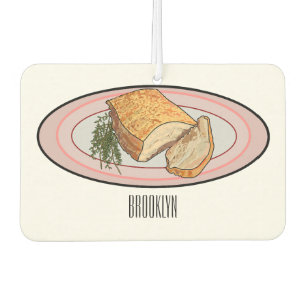 Roast pork belly cartoon illustration  car air freshener