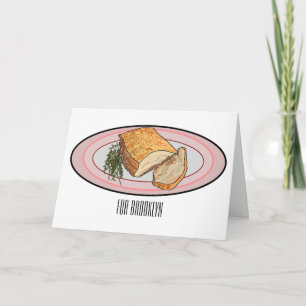 Roast pork belly cartoon illustration card