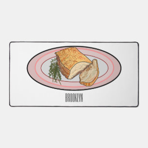 Roast pork belly cartoon illustration desk mat