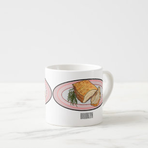 Roast pork belly cartoon illustration  espresso cup