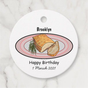 Roast pork belly cartoon illustration favour tags