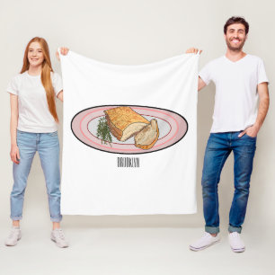 Roast pork belly cartoon illustration fleece blanket